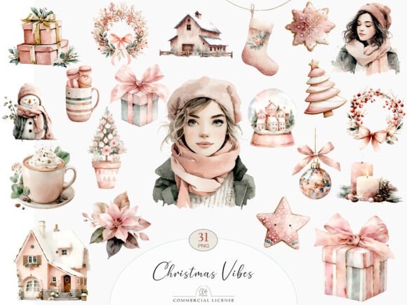 31 PNG Christmas Vibes Clipart Set Review