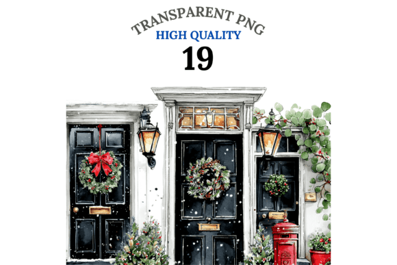 Christmas Door Clipart Set: Festive Illustrations for Blogs