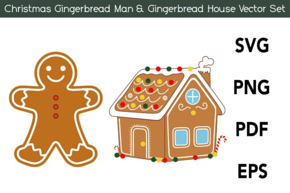 Christmas Gingerbread Man House Vector Illustrations