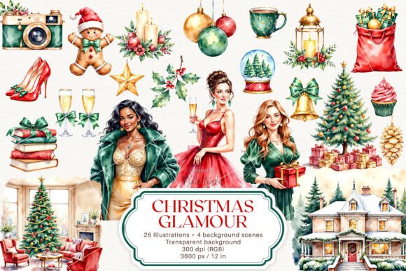Christmas Glamour Luxury Illustrations Review