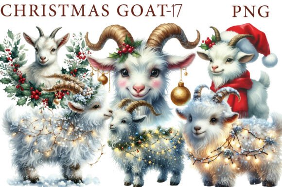 Christmas Goat Clipart: Illustrations for Branding