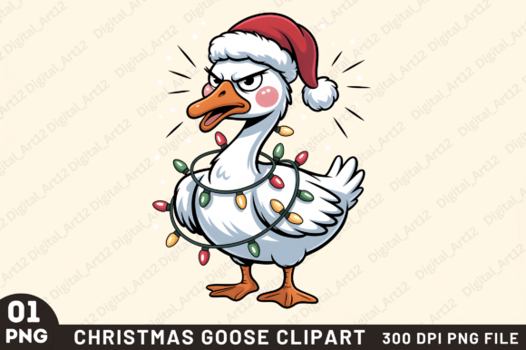 Christmas Goose Sublimation Clipart: Illustrations