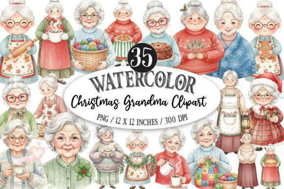 Christmas Grandma Clipart Sublimation: Illustrations Review