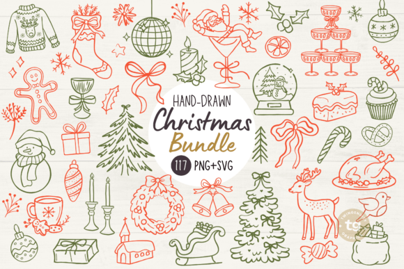 Christmas Hand Drawn Doodles Clipart SVG Review