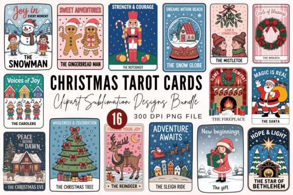 Christmas Tarot Cards Clipart: Mystical Illustrations