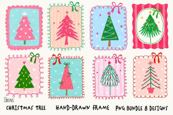 Christmas Tree Hand-Drawn Frame Bundle: Illustrations for Crafters