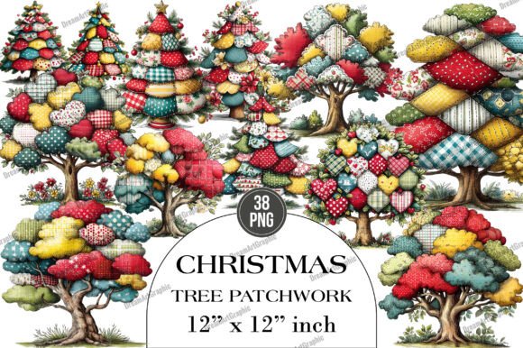 Christmas Tree Patchwork Clipart: Festive Illustrations