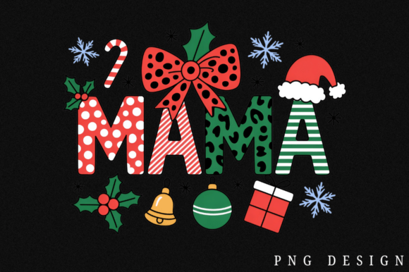 Coquette Christmas Mama Sublimation Desi Illustrations