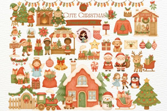 Cute Watercolor Christmas Clipart Bundle Review