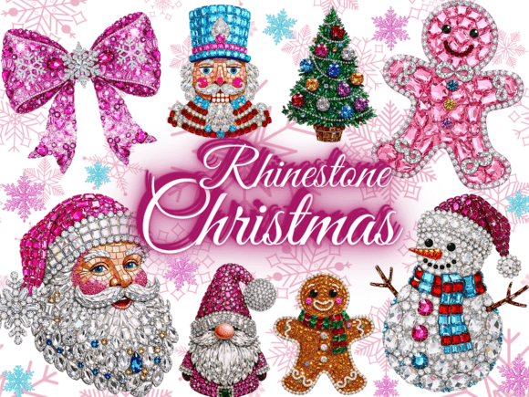 Diamond Rhinestone Christmas Png Bundle: Illustrations for Crafters