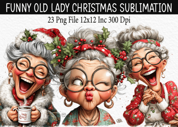 Funny Old Lady Christmas Sublimation: A Designer’s Review of Holiday Illustrations