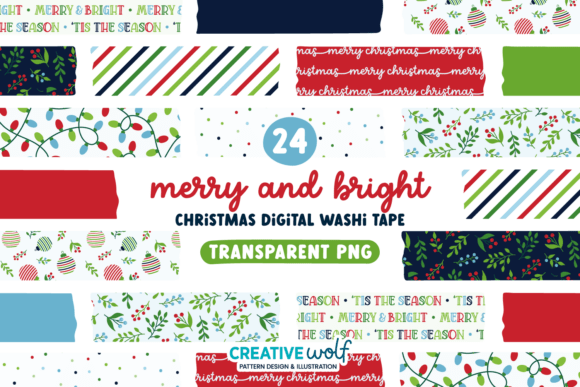 Merry Bright Christmas Washi Tape Set: Illustrations