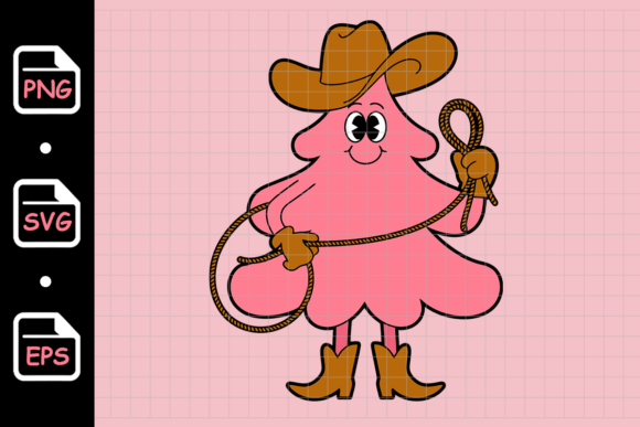 Pink Cowboy Christmas Tree: Festive Illustrations