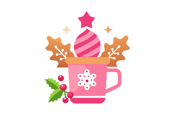 Pink Gingerbread Coffee Christmas Illustrations Review