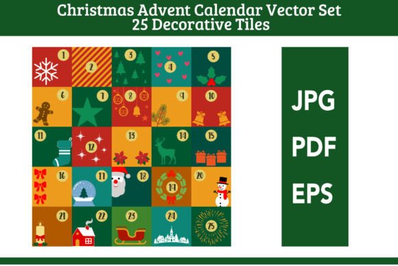 Reviewing Christmas Advent Calendar Vector Set X25 Illustrations