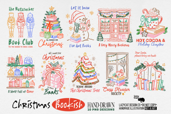 Reviewing Christmas Bookish Illustrations for Sellers