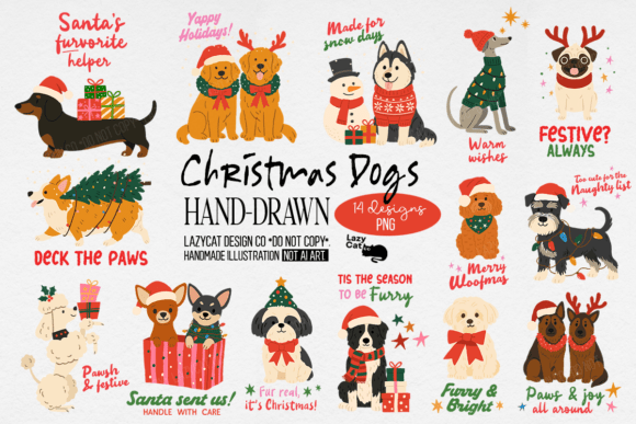 Reviewing Christmas Dog Illustrations for Digital Shops