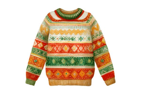 Ugly Christmas Pattern Sweater Illustrations Review