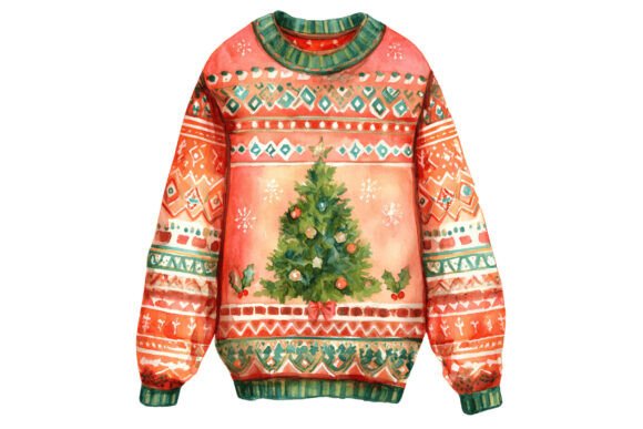 Ugly Sweater Christmas Tree PNG: Festive Illustrations