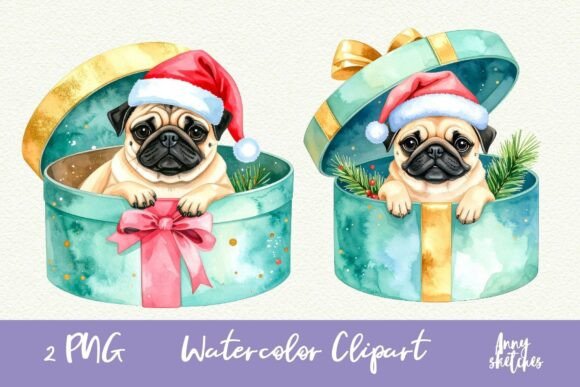Vintage Christmas Pug: Festive Illustrations